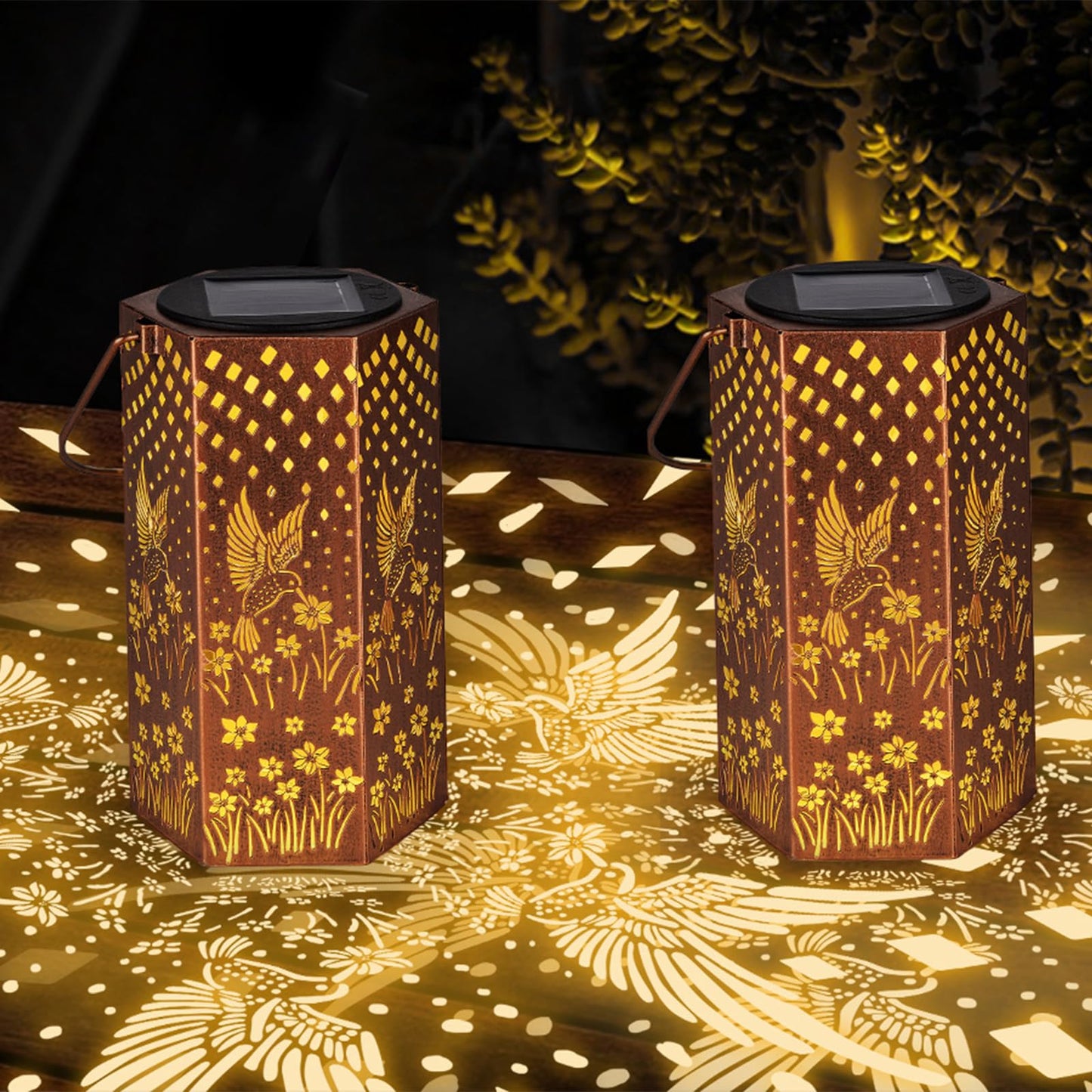 2 Pack Hummingbird Solar Lanterns Outdoor Waterproof - Mothers Day Gifts for Mom Grandma, Birthday Gifts for Women, Solar Lights Outdoor Garden Decor for Outside