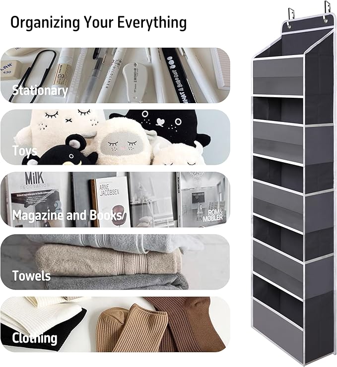Over Door Organizer with 5 Large Pockets, Heavy Duty Hanging Organizer Storage