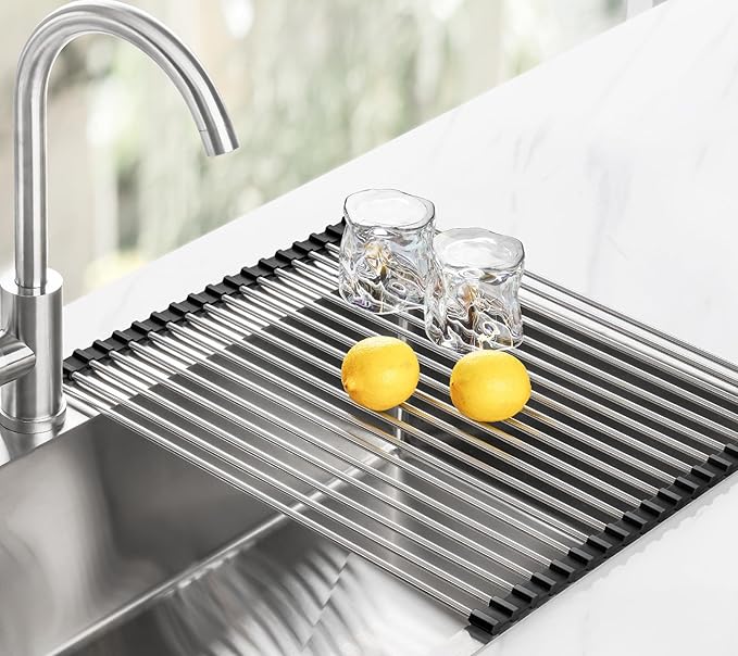 Tomorotec 21" x 15.5" Roll Up Dish Drying Rack Over Sink Drying Rack Sink Cover
