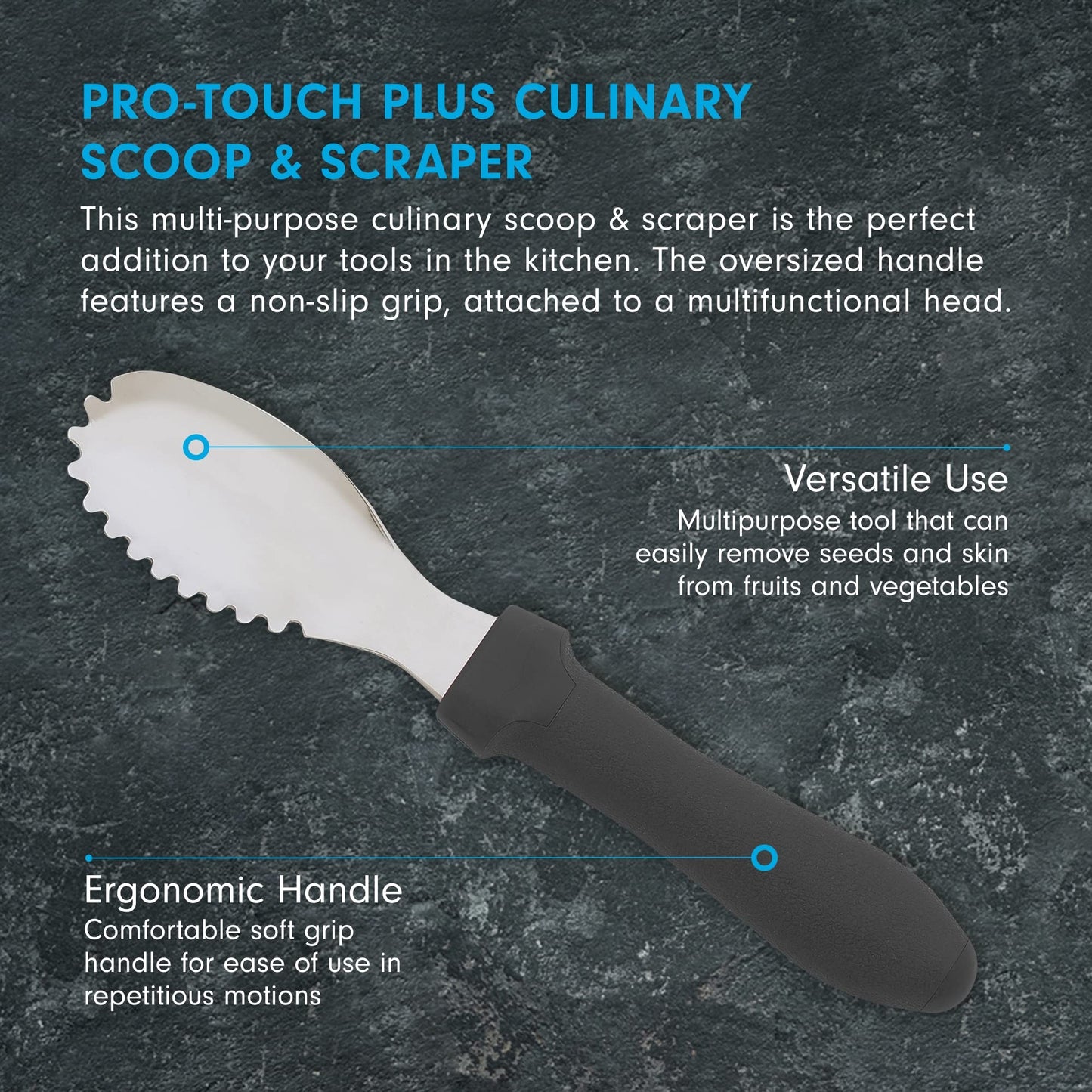 Messermeister Pro-Torch Plus Culinary Scoop & Scraper - Multi-Purpose Tool to Remove Seeds, Pulp & More - AISI420 Stainless Steel & Oversized Handle