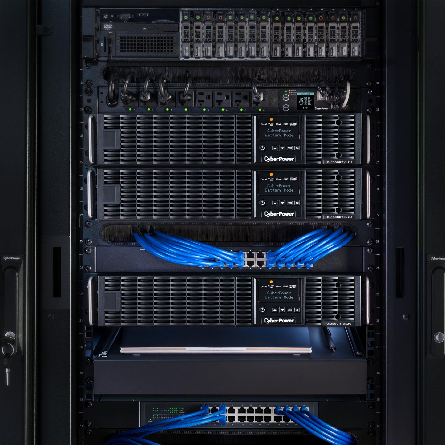 CyberPower OL1500RTXL2U Smart App Online UPS System, 1500VA/1350W, 8 Outlets, 2U Rack/Tower