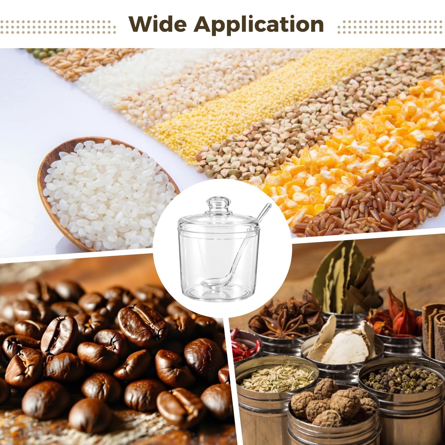 Homaisson 12 PCS Ice Cream Topping Containers with Lids - 10.8 oz Clear Sugar Bowl for Countertop with Lid and Spoon, 320 ml Canisters with 24 Labels & Pen for Coffee Tea Tea Spice