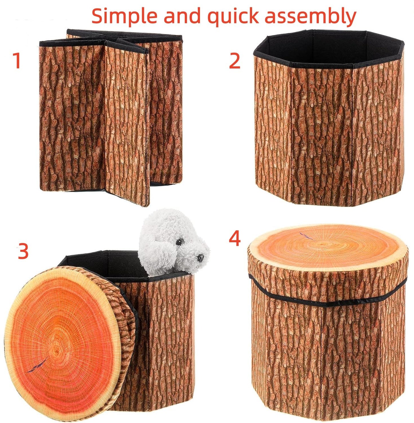 KwongKwongRom Tree Stump Storage Stool,Multifunctional Toy Storage Box,Tree Stump Stool, Forest Decor,Tree Stump Stool
