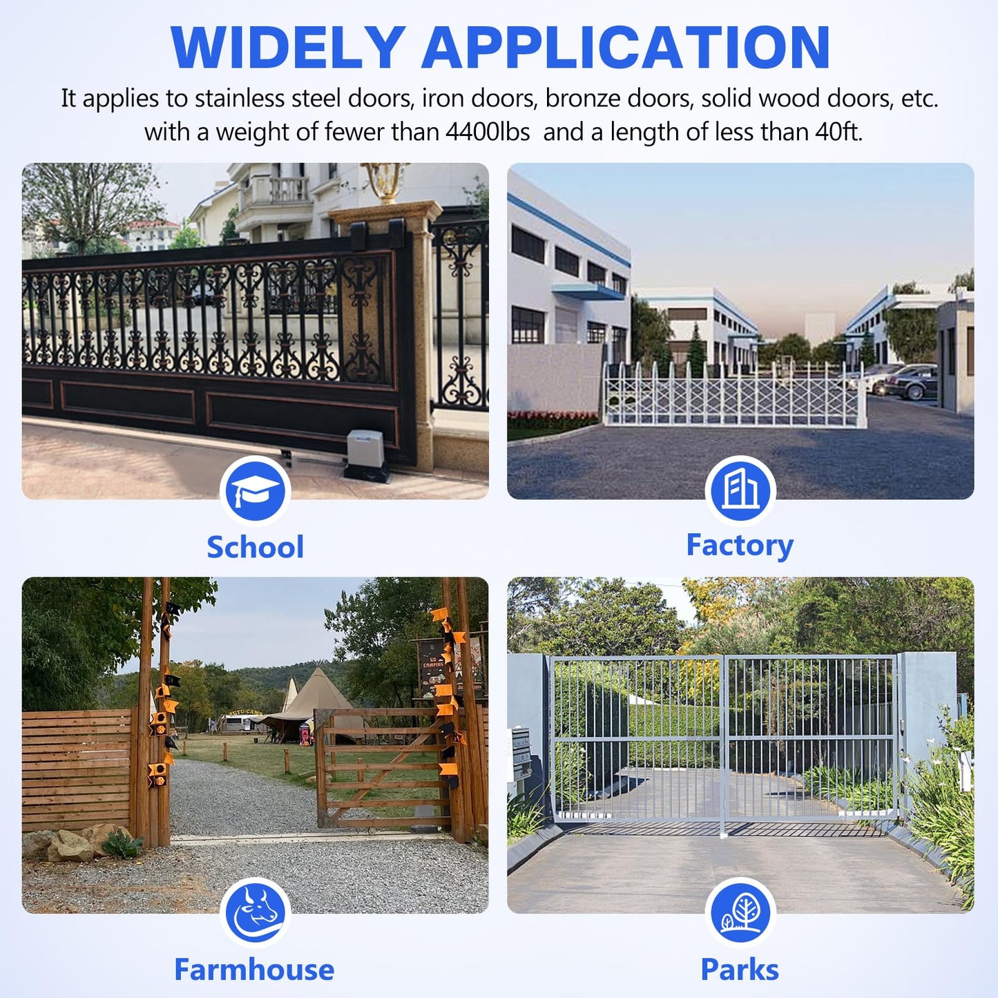 4400lb Automatic Sliding Gate Opener APP Control with 4 Remotes,750W Electric Sliding Gate Opener Automatic Motor Remote Kit with Wireless Keyboard for Sliding Gate Opener Up to 40ft