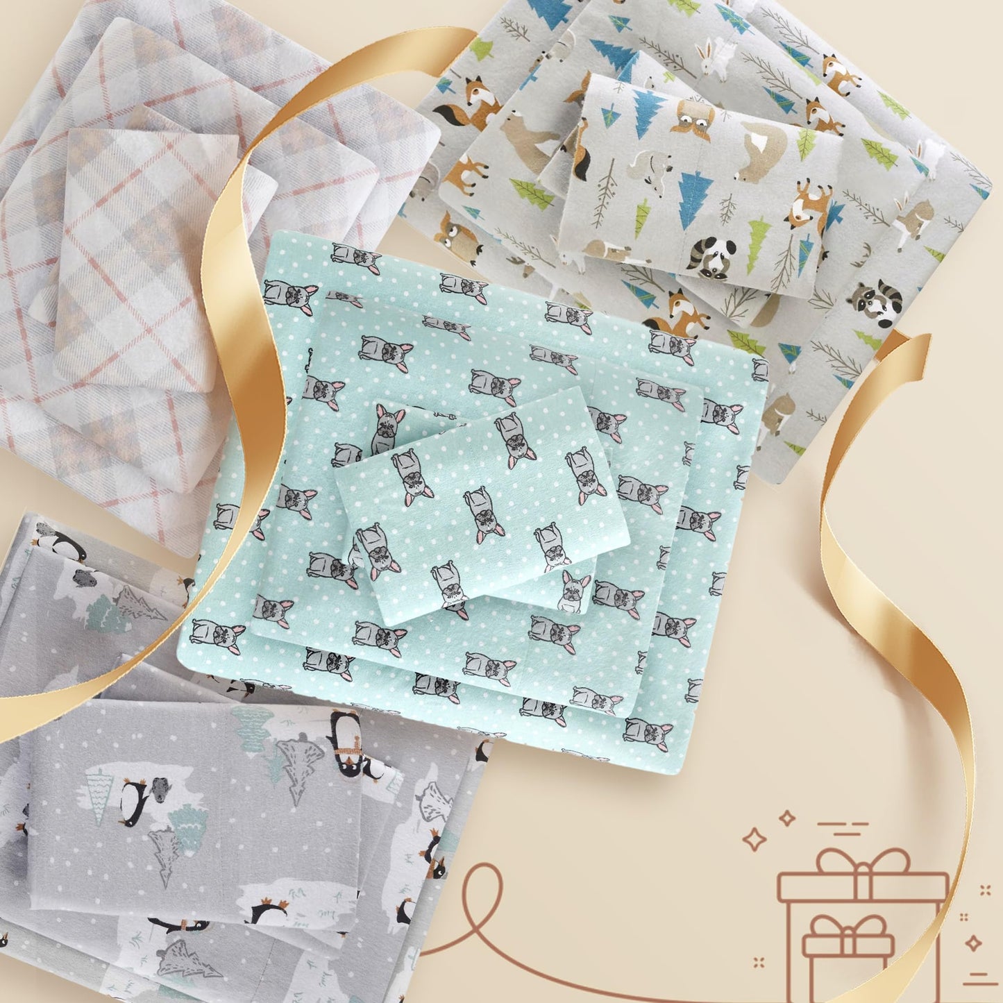 True North by Sleep Philosophy Cozy Flannel Warm 100% Cotton Sheet - Novelty Print Animals Stars Cute Ultra Soft Cold Weather Bedding Set, Twin XL, Bear 3 Piece