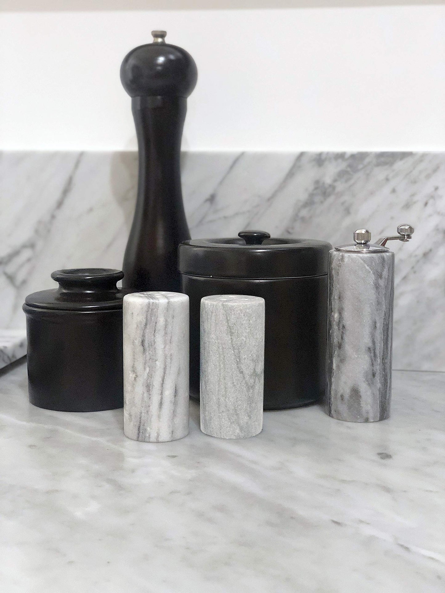 Fox Run 48788 Marble Salt and Pepper Shaker, Medium, Natural Variation, White