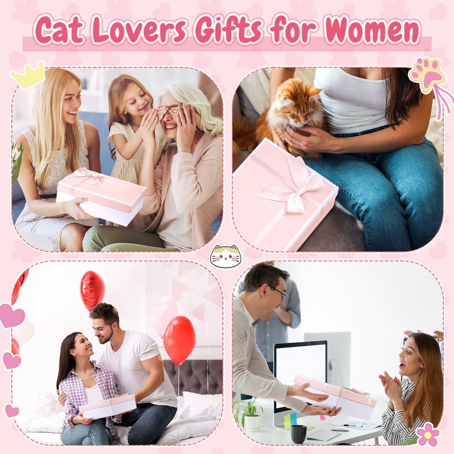 Didaey 12 Pcs Mother's Day Cat Lover Gifts for Mom Women Cute Blanket Socks Coffee Mug Cosmetic Bag Keychain Bracelet Cards Scrunchie Cats Themed Gift Set for Birthday Mom Ideas