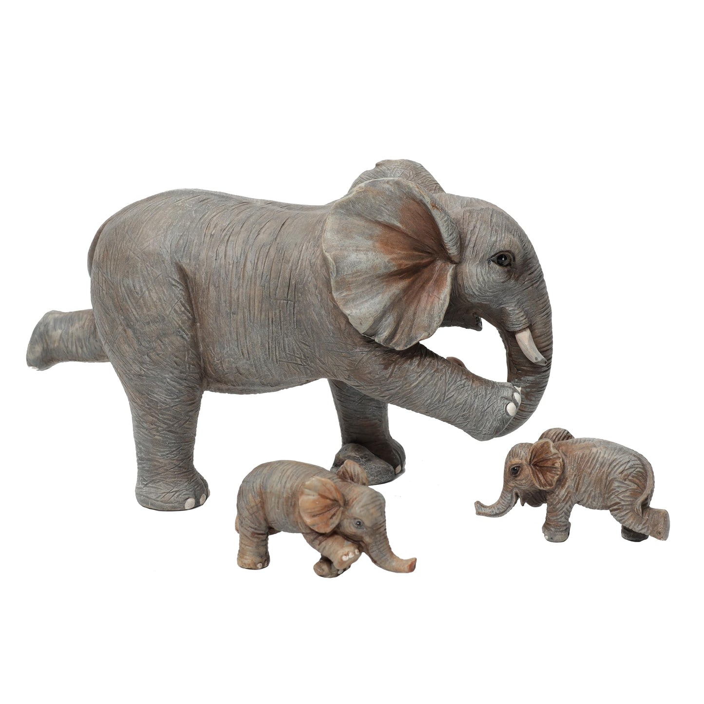 ARTCOS Yoga Elephant Family Statue, 3-Piece Mother & Babies Figurine Set, Good Luck Home & Office Decor, Housewarming Gifts for Women