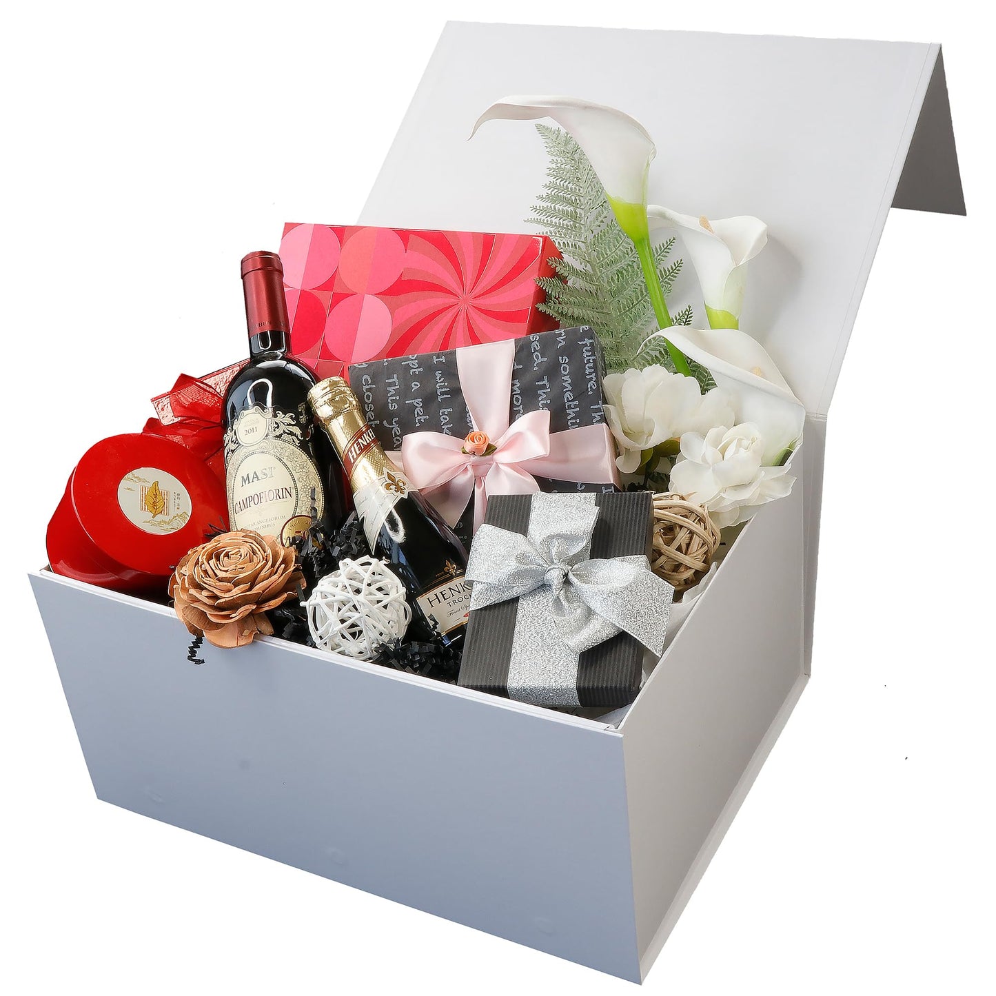 5PC Gift Boxes with Lids 10"x6.7"x2.8" - Matte, Collapsible Magnetic Closure Gift Box for Presents - Groomsmen & Bridesmaid Proposal Boxes, Wedding, PR, Birthdays, Holidays - White