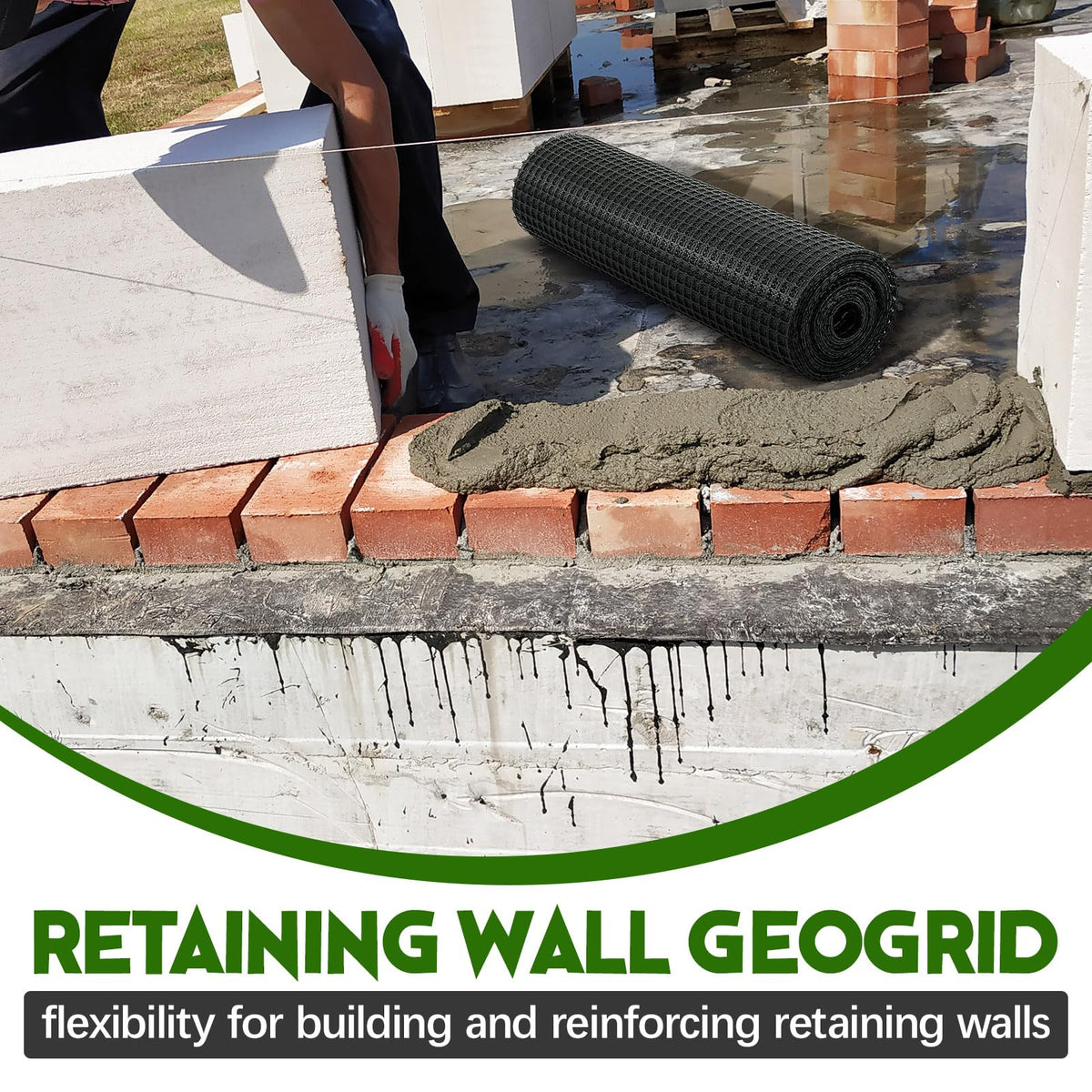 Wesnoy 3ft x 164ft Bi-Directional Universal Retaining Wall Geogrid Driveway Stabilization Grids Gravel Grid Walls Geocell Geogrid for Retaining Wall