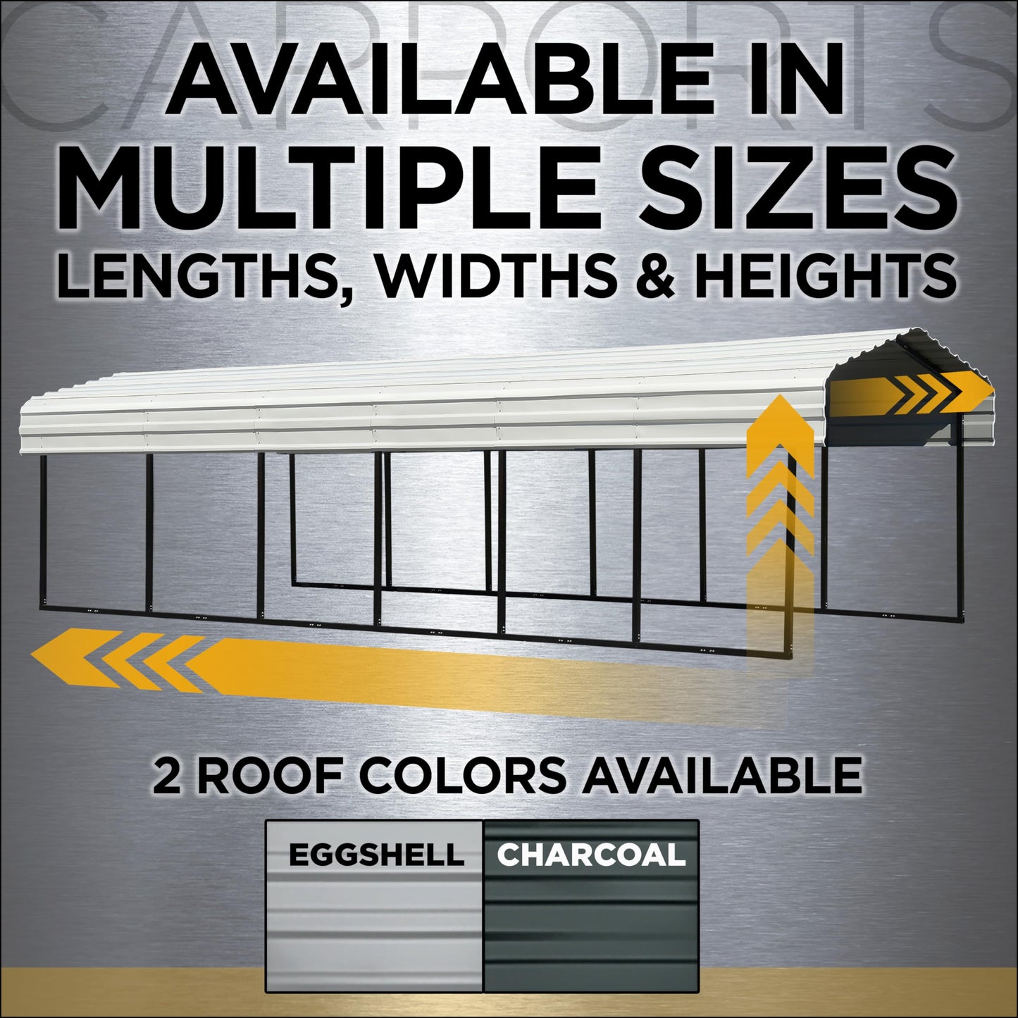 Arrow Carports Galvanized Steel Carport, Double Car Metal Carport Kit, 20' x 29' x 7', Eggshell