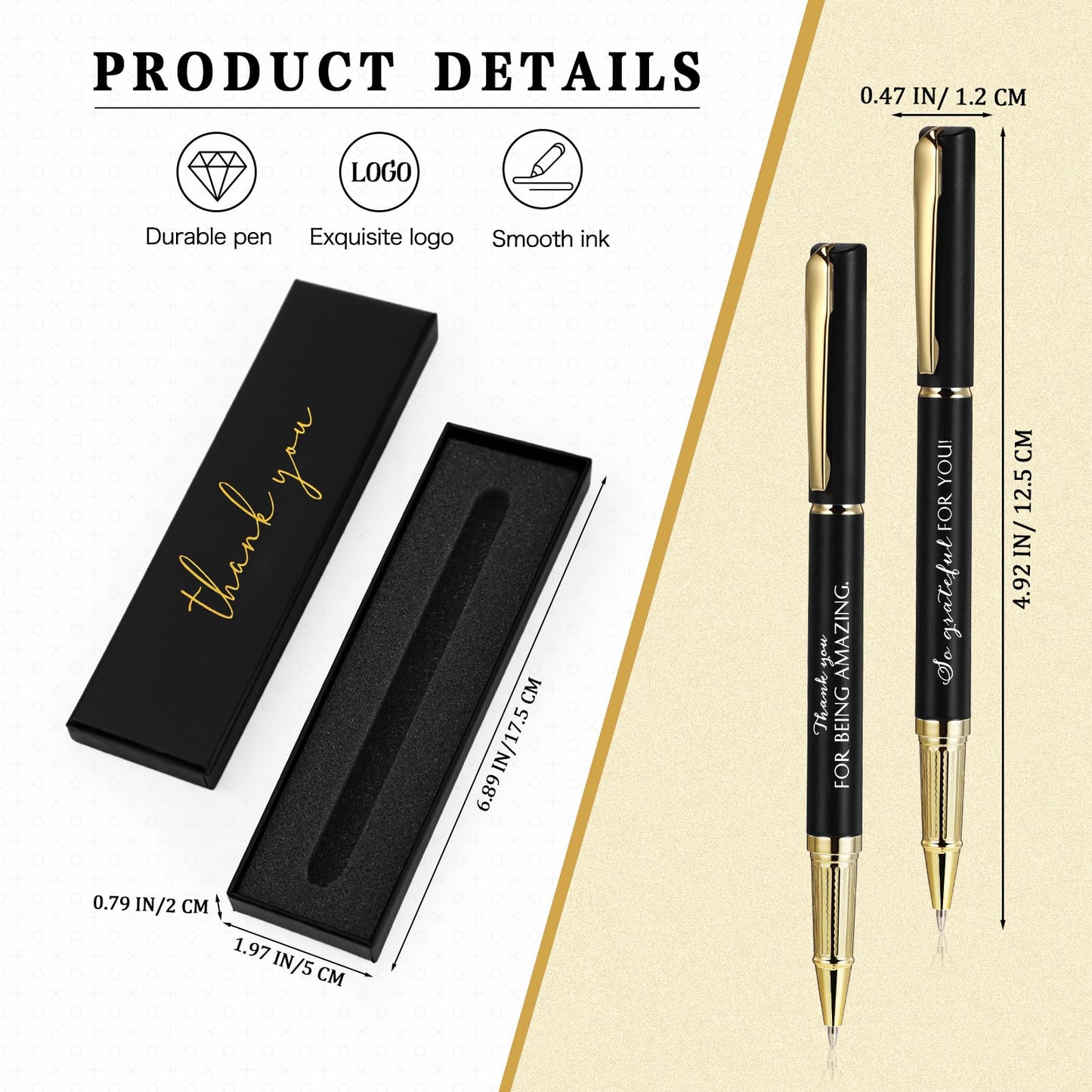 PerKoop 20 Sets Thank You Gifts Inspirational Ballpoint Pen with Box Employee Appreciation Gift Pen Bulk for Doctor Volunteer Dispatcher Secretary Nurse Teacher Office Staff (Black,Thank You)