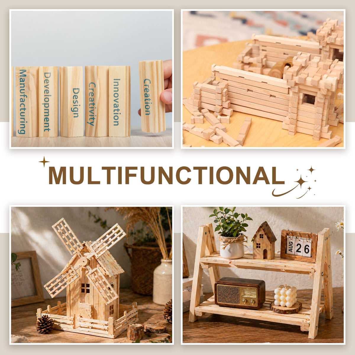 MECCANIXITY 6Pcs Basswood Sticks, 1.2" x 1.2" x 4" Square Wooden Dowel Rods Strips Craft Natural Wood Trim Slats Lumber for DIY Painting Decoration Model Projects Whittling Hand Carved