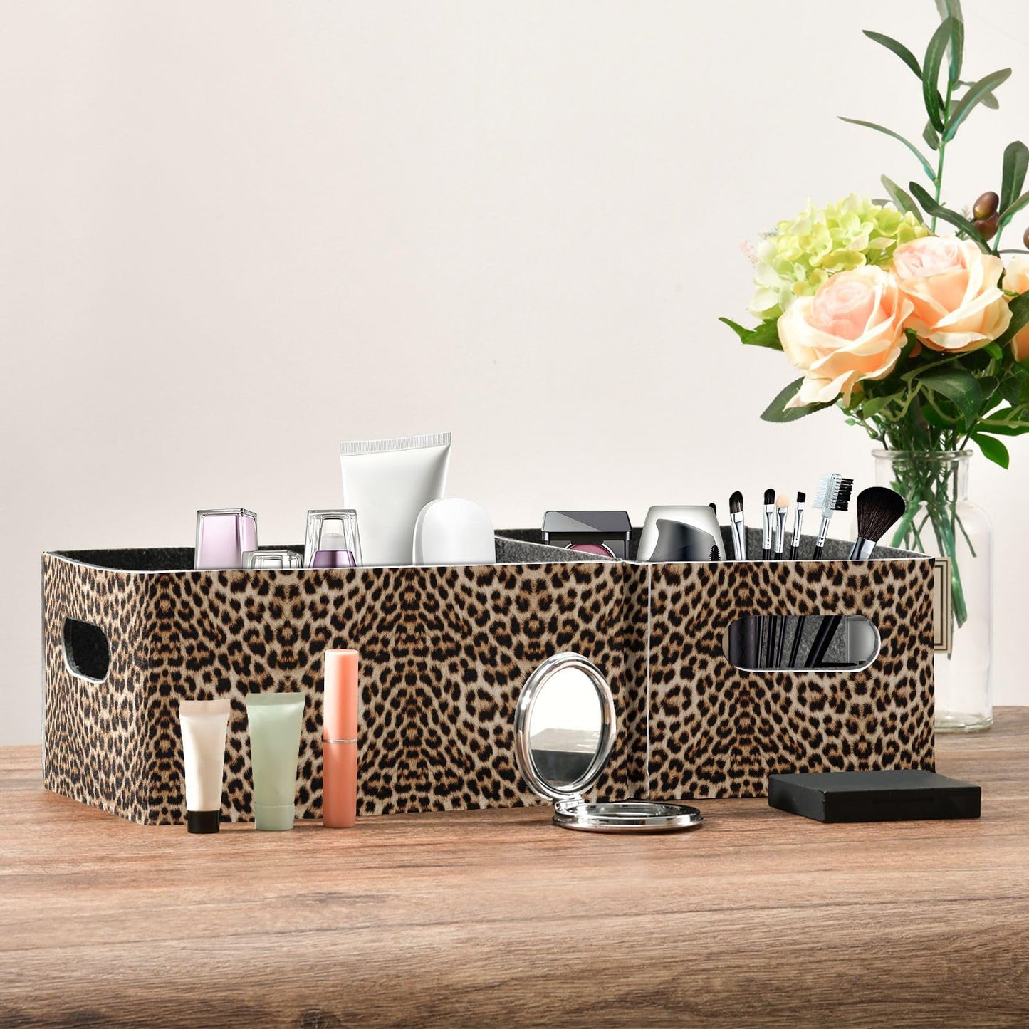 Shelf Basket Storage Toy Baskets Leopard Print Cheetah Pattern Foldable Storage Box for Cosmetic Organizing Decorative Baskets for Shelves,Office,Table,Home