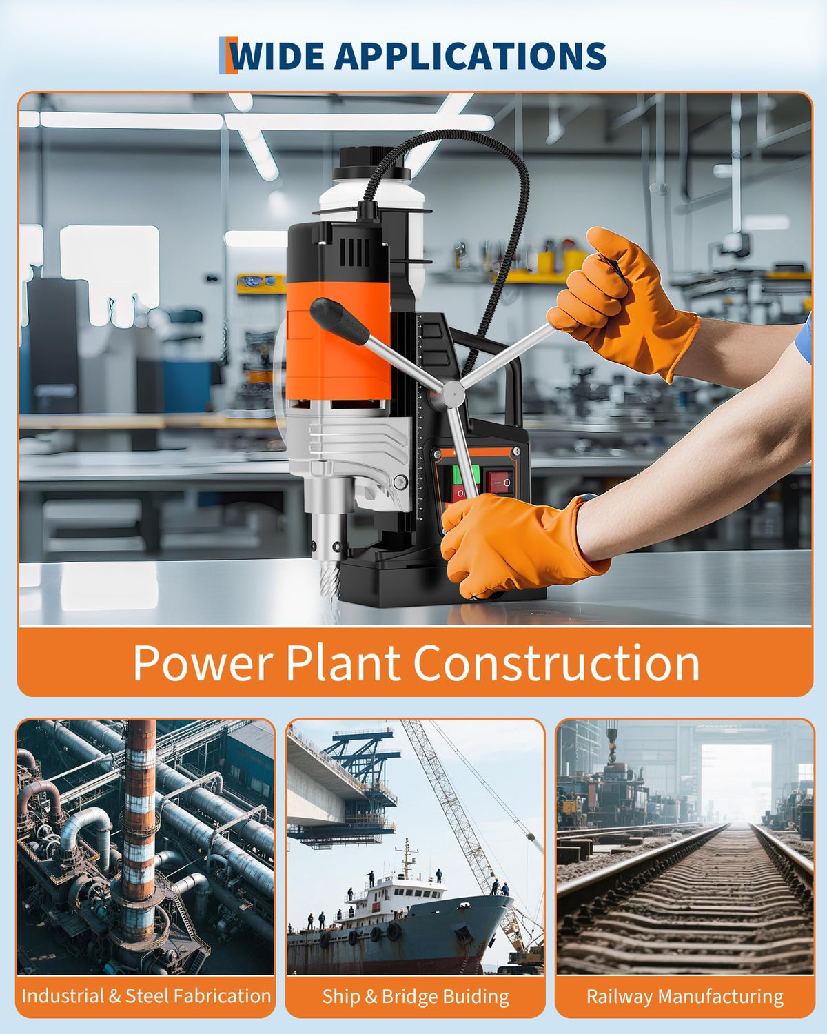 Magnetic Drill, 1750w Portable Electric Drill Machine, 2" Boring Diameter, 2922Lbf Magnetic Force, 810RPM, Heavy Duty Magnetic Drilling Machine for Metal, Industrial & Home Use