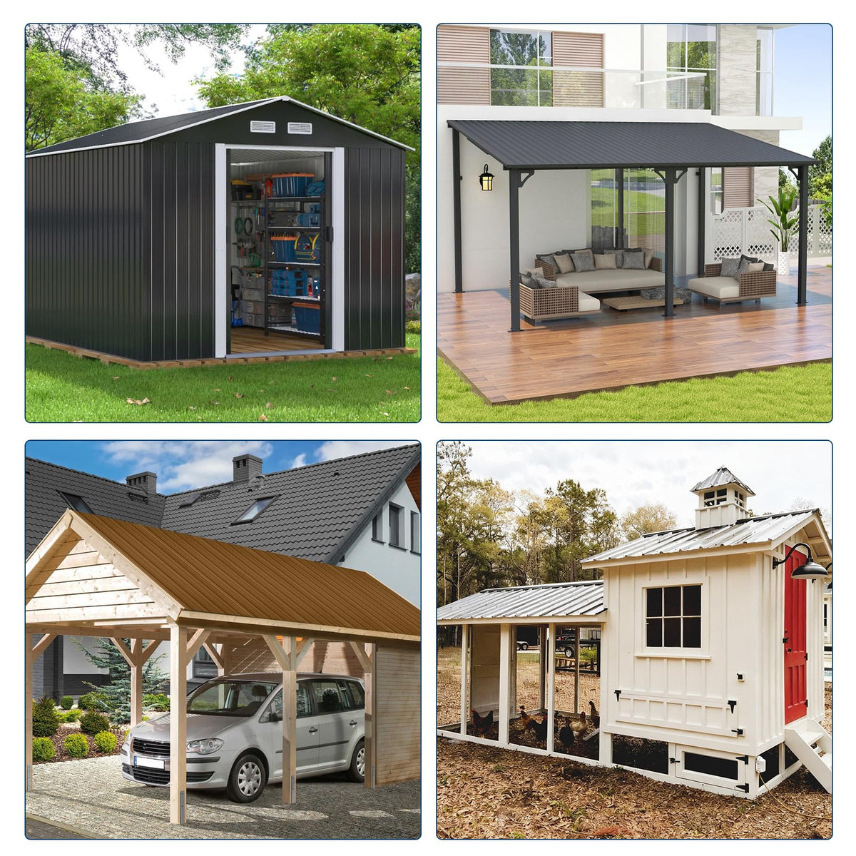 20 Pcs Metal Roofing Panels – Heavy Duty Galvanized Steel Corrugated Roof Panels, Waterproof & Rustproof for Carport, Tool Shed, Patio, Pergola, Easy DIY Installation, 60.63 in x 16.77 in
