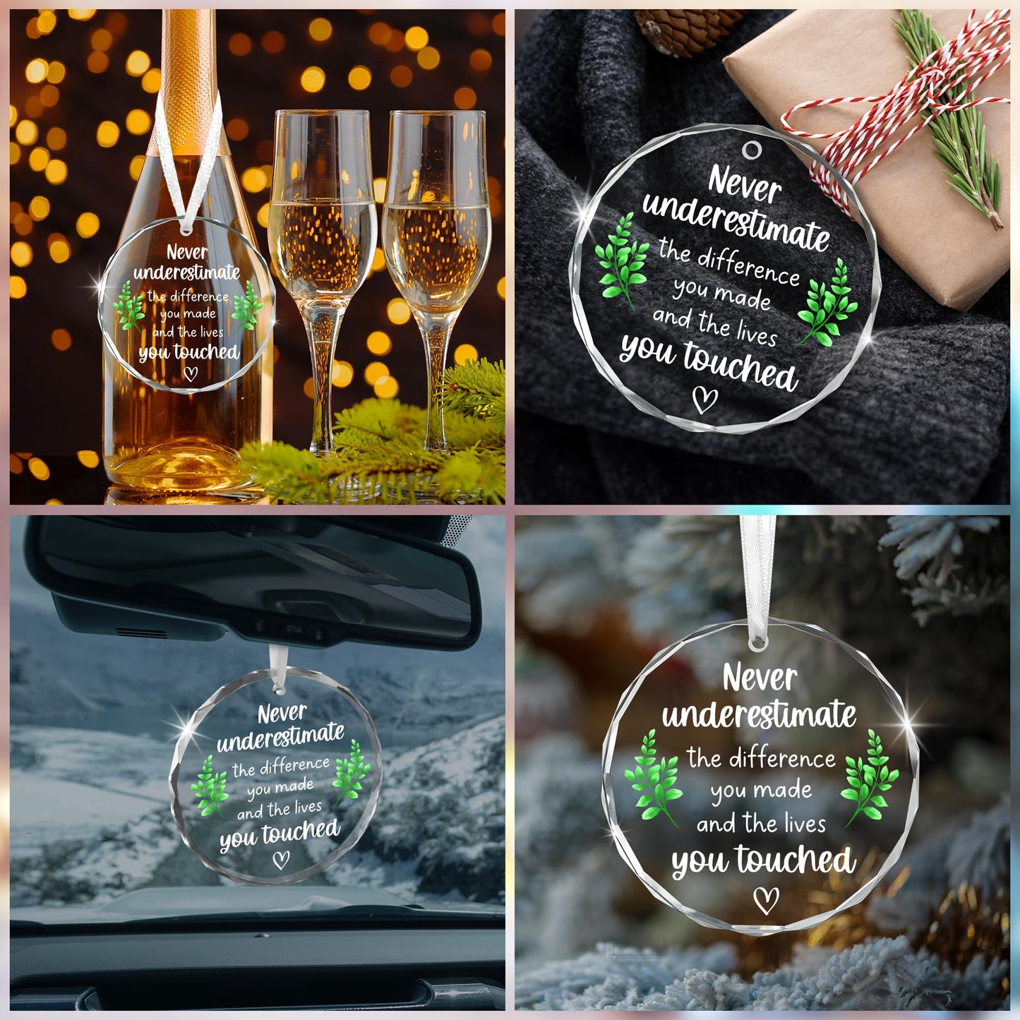 GAUDORA Christmas Thank You Gifts for Women Men - Glass Christmas Ornaments 2025 - Employee Appreciation Gifts for Teacher Coworkers Boss, Farewell Retirement Gift, Stocking Stuffers, Xmas Decorations