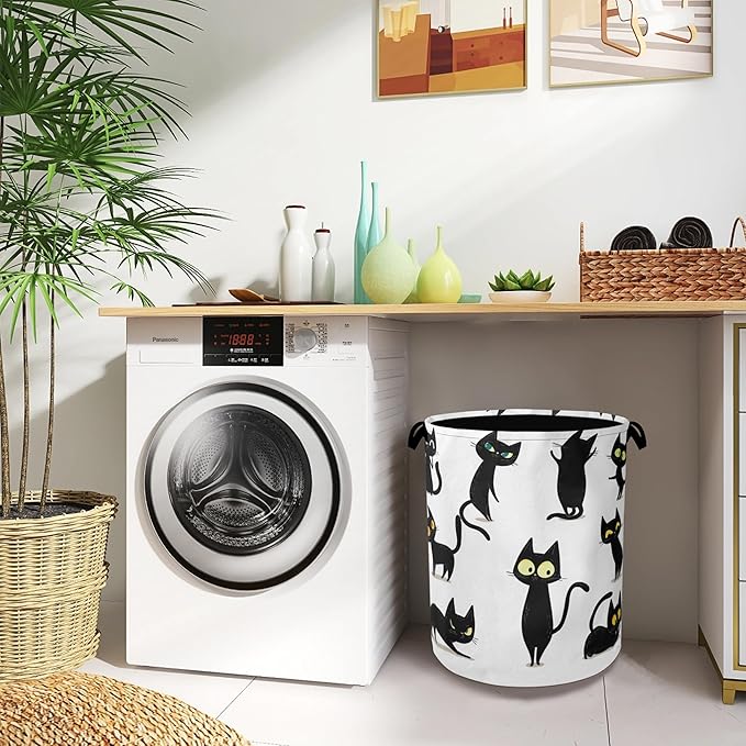 Funny Black Cat Laundry Hamper, Dirty Clothes Laundry Basket