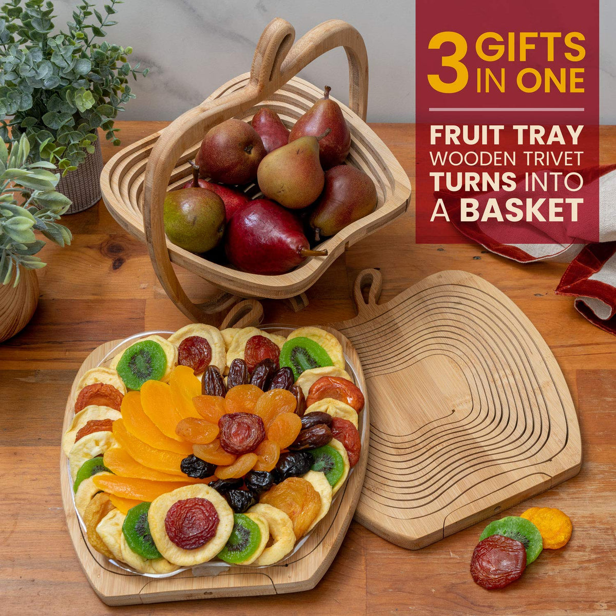 Dried Fruit Gift Basket - Healthy Gourmet Snack Box - Holiday Food Tray - Variety Snacks - Easter, Birthday, Sympathy, Mom, Dad, Corporate Tray - Bonnie & Pop