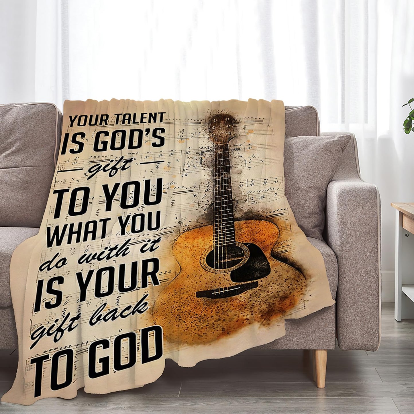 Tijuboni Guitar Music Throw Blanket Guitar Gifts for Girls Boys Women Men Kids Adults Soft Flannel Fleece Blanket for Couch Sofa Bed Home Decor 40"x50"