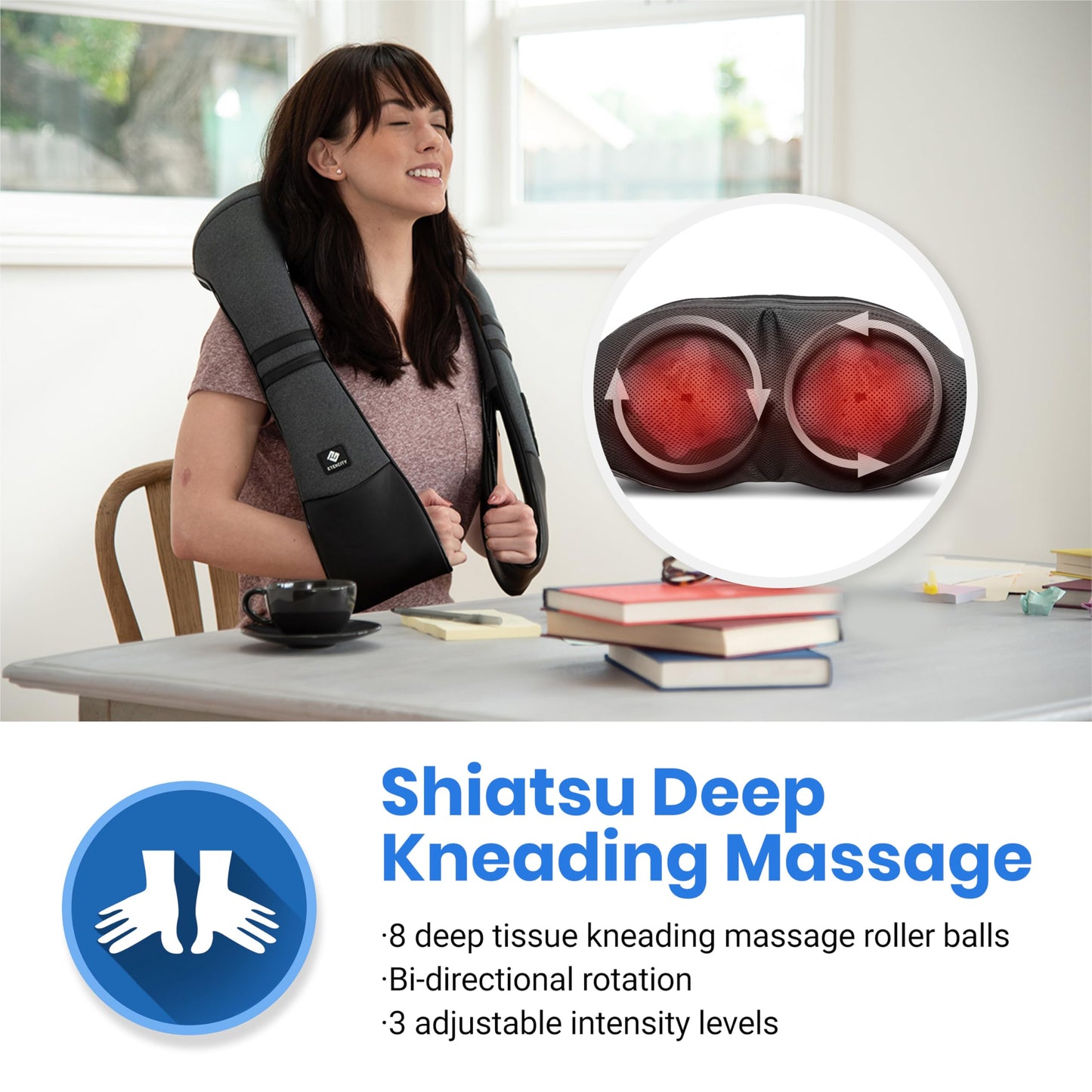 Etekcity FSA HSA Eligible Cordless Neck Massager with Heat for Pain Relief Deep Tissue, FSA Wearables, Rechargeable Shiatsu Back Shoulder Massage Tool, Best Gift for Mother, Father, Women, Men