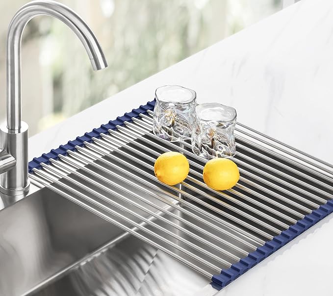 Tomorotec 21" x 15.5" Roll Up Dish Drying Rack Over Sink Drying Rack Sink Cover