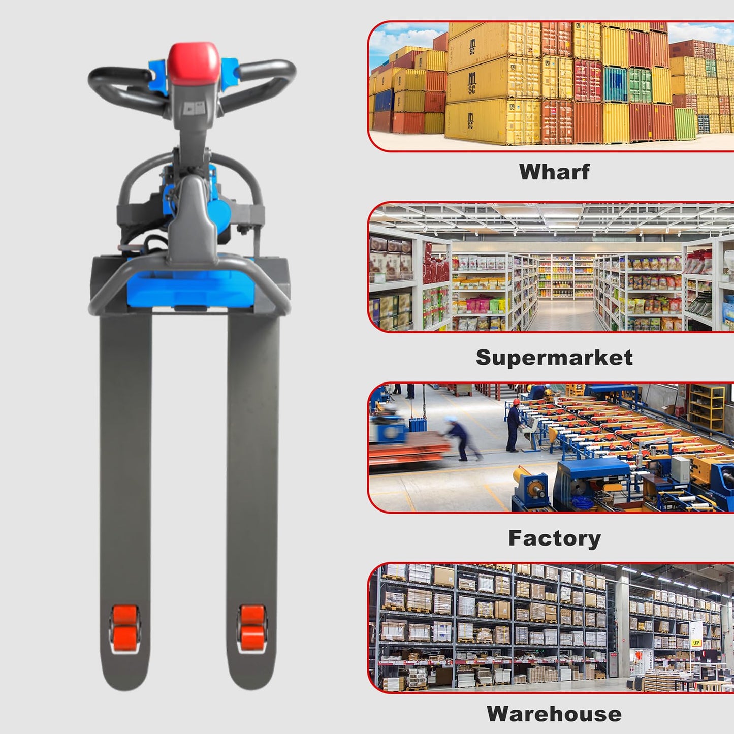Tory Carrier Fully Electric Pallet Jack, 3300lbs Capacity, 48V/20Ah Brushless Motor, 48”×27” Forks, Motorized Power Pallet Truck with Controlled Descent for Warehouse, Retail & Delivery Trucks