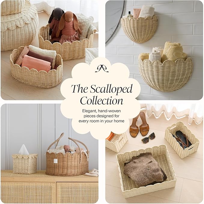 BEBE BASK Scalloped Wicker Hanging Basket