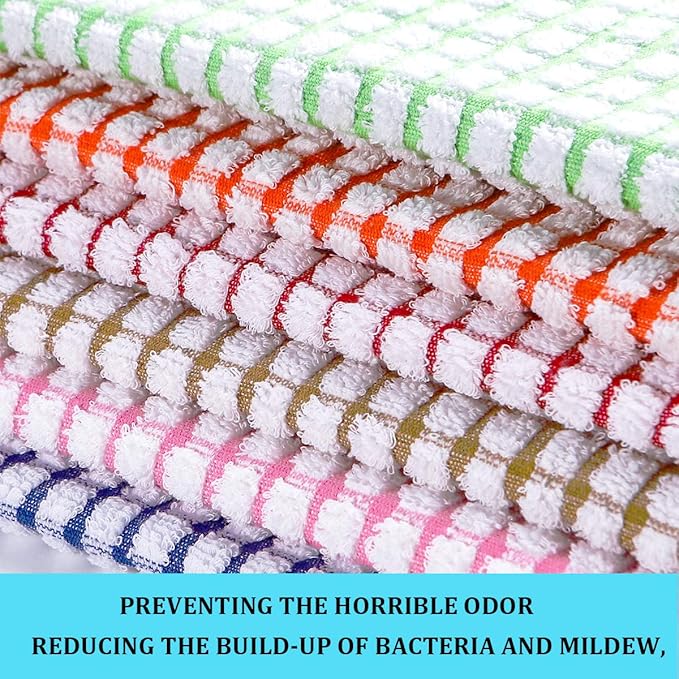 Kitchen Towels and Dishcloths Set, 16 x 25 12 12, Set of Bulk Cotton Dish