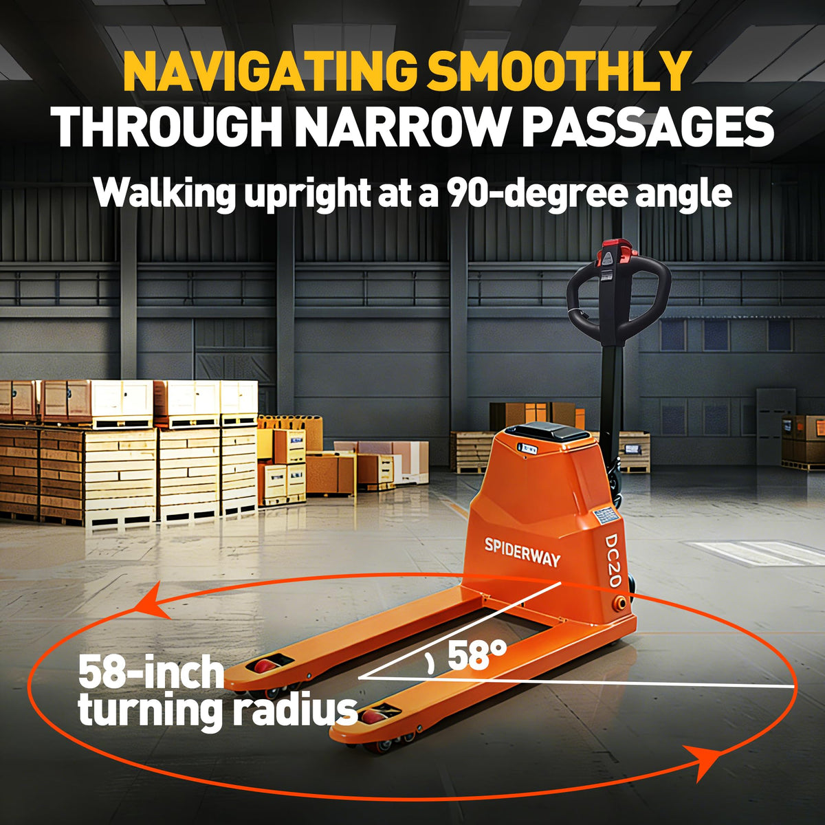 Electric Pallet Jack Truck, 4400 lbs Capacity Motorized Pallet Lift Trucks,48” L × 27” W Fork Size,Lithium Battery Powered Pallet Truck, 6-Hour Runtime, for Warehouse Material Handling