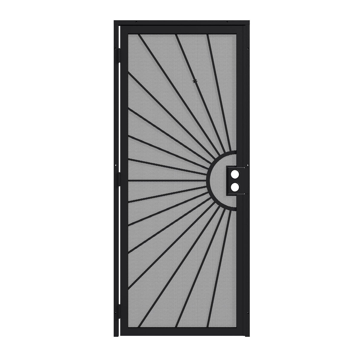 JUBEST 32 in. x 80 in. Security Door, Exterior Front Entry Door, Outswing Steel Security Door with Perforated Metal Screen, Powder Coated Black, Lock Not Include