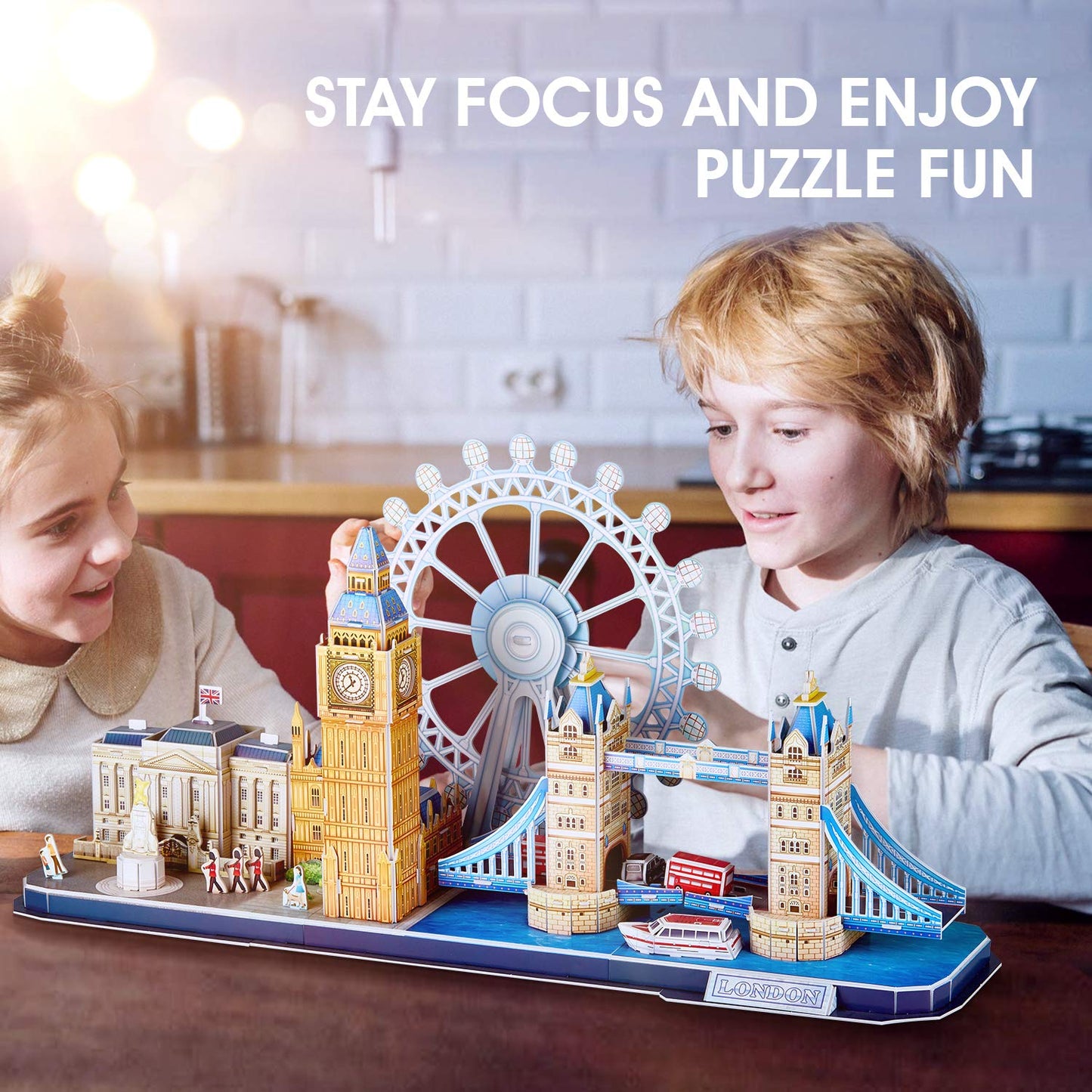 CubicFun 3D Puzzles UK London Bridge Big Ben City Skyline Jigsaw Puzzle for Kids Adults DIY Building Model Kits for Kids Adults, 107 Pieces