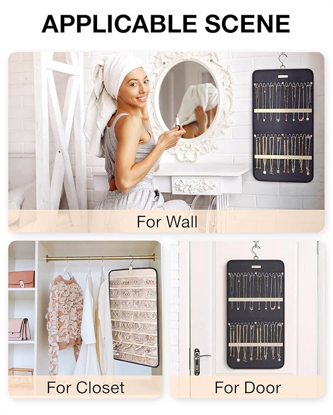BAGSMART Hanging Jewelry Organizer Storage Roll