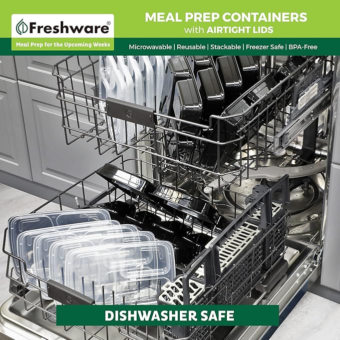 Freshware Meal Prep Containers 3 Compartment Food Containers