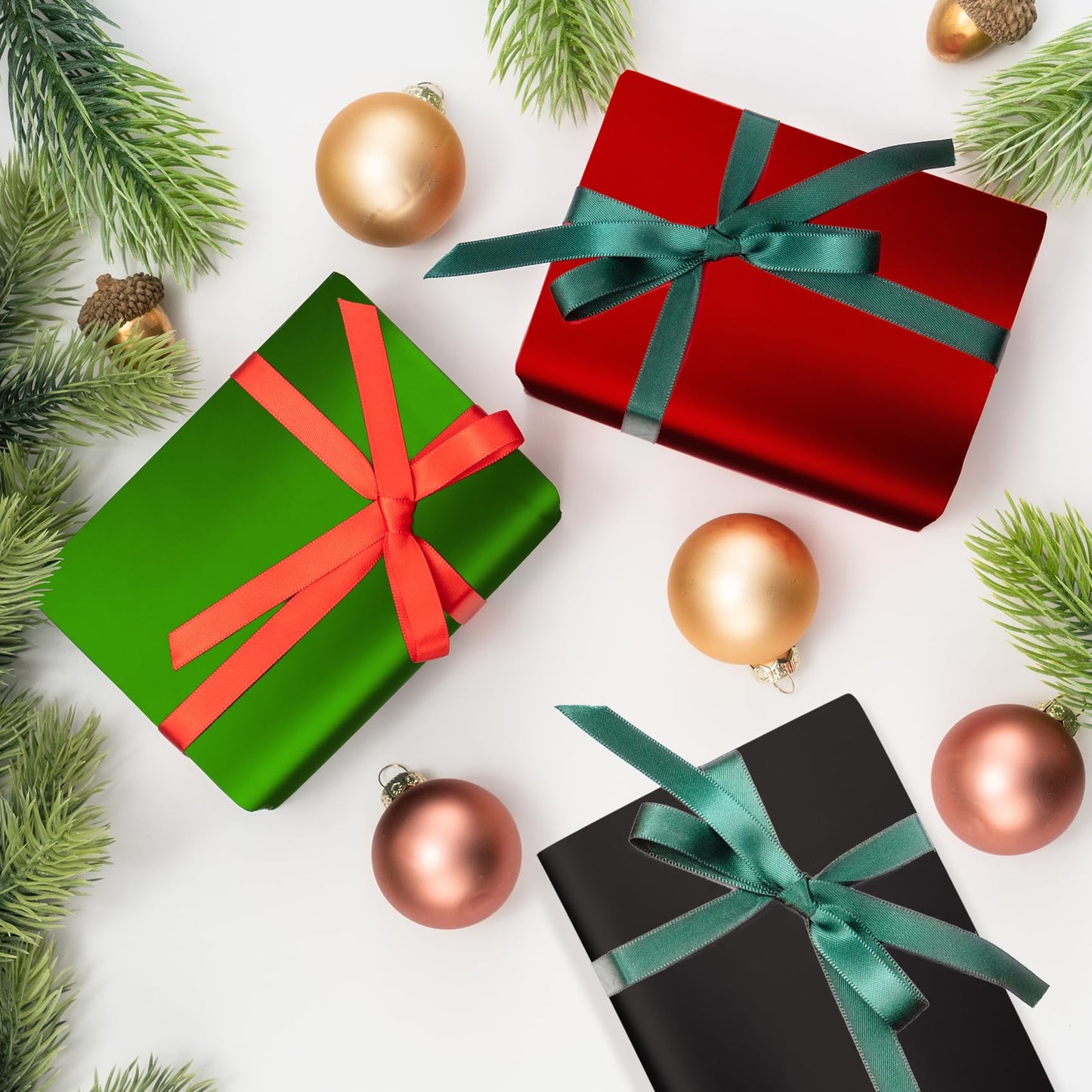 Aimyoo Black Metallic Wrapping Paper Roll - 17 Inches X 60 Feet, Matte Solid Black Color Paper for Birthday, Christmas, Wedding, Baby Shower, Holiday, Bridal Shower