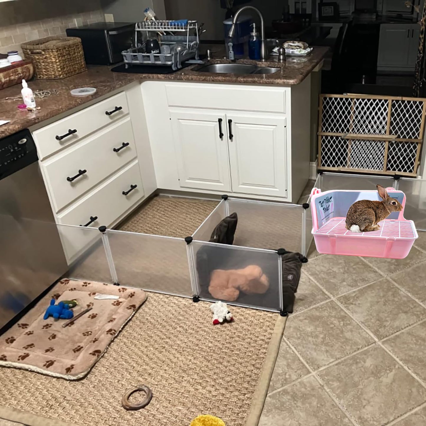 MUYG Guinea Pig Litter Box Corner Bunny Toilet Small Animal Potty Training with Dustpan Broom Chew Toys for Chinchilla Ferret Hedgehog Gerbil (10 Pcs)