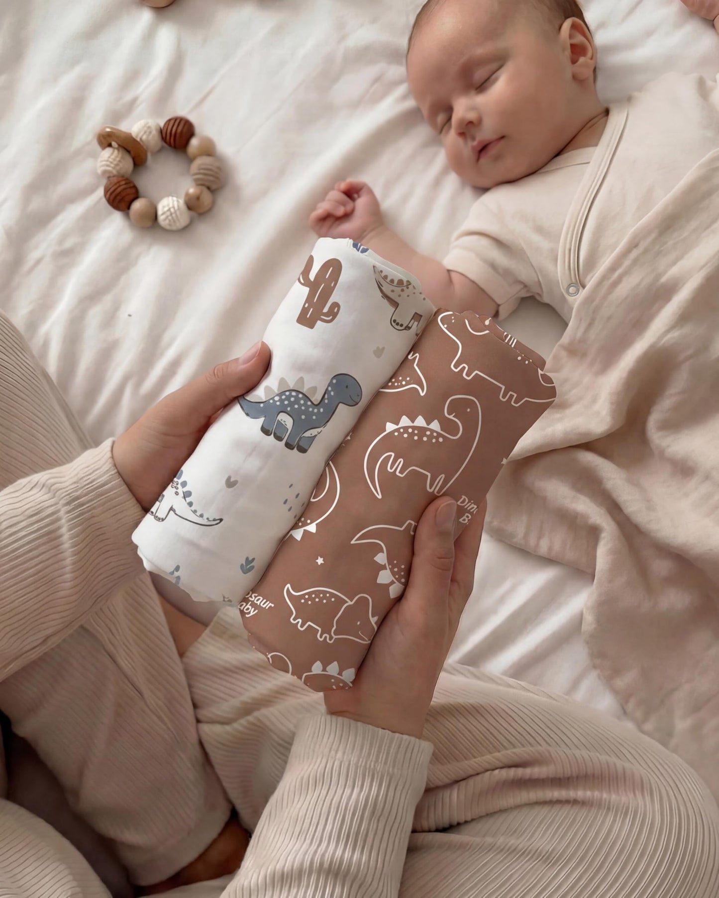 Nyessmee Baby Crib Sheets for Boys and Girls, Fitted Crib Sheets 52" x 28", Soft Breathable Microfiber Sheets for Standard Crib and Toddler Mattress, 2-Pack Brown Dinosaur