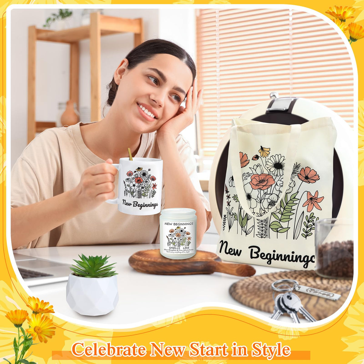Yeyeplum New Beginnings Box Gifts for Women Daisy Farewell Leaving Away Gifts for Coworkers, New Job Retirement Goodbye, Good Luck Leaving Job, Breakup, Divorce for Friends