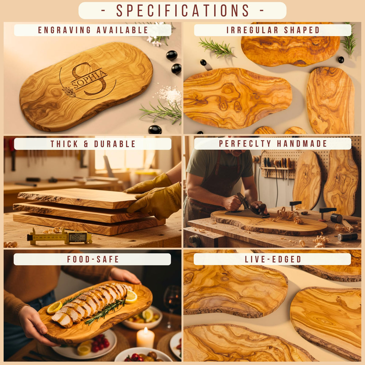 Personalized Olive Wood Cutting Board - Custom Charcuterie Boards, Housewarming, New Home, Birthday Gift for Women, Her, Men, Him, Wedding, Bridal Shower, Engagement, Anniversary, Mother’s Day Gifts