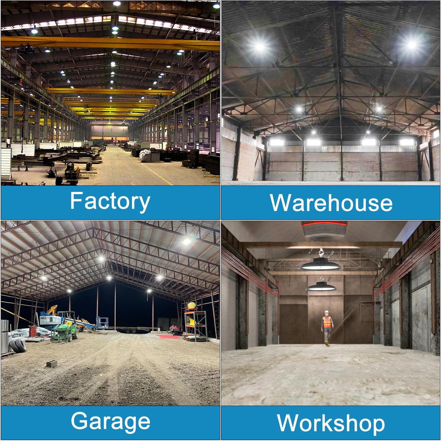 Lightdot 6Pack LED High Bay Light 300W(340x1W) 45000lm (Eqv.1200W MH/HPS) AC100-277V 5000K UFO LED High Bay Shop Light, Commercial Bay Lighting for 30-50FT Height Warehouse, Garage & Barn,Plug & Play