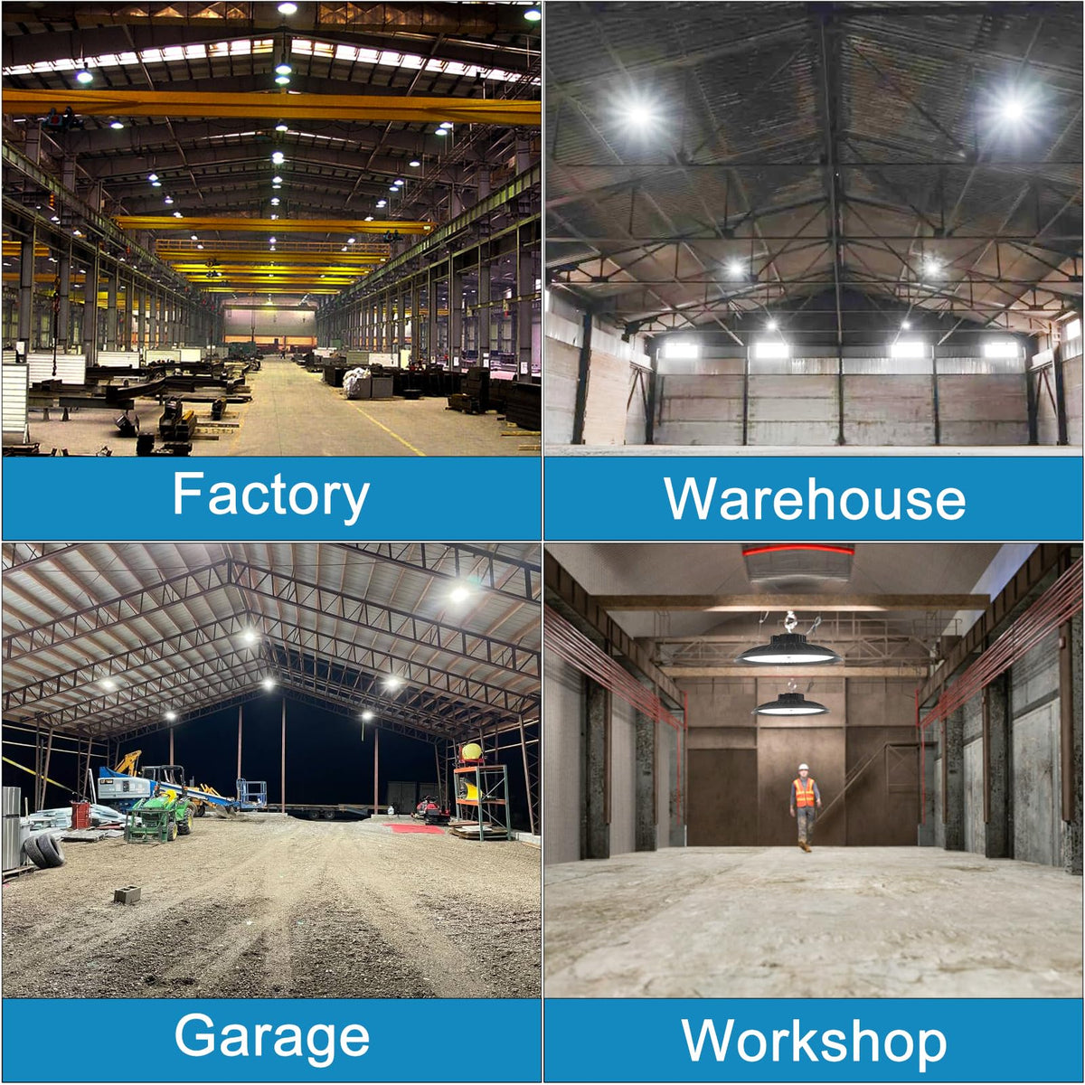 Lightdot 250W High Bay LED Light 37500lm Commercial Bay Lighting 5000K AC100-277V UFO LED High Bay Shop Light for 30-60FT Height Warehouse,Workshop, Garage & Barn,Plug & Play -6Pack