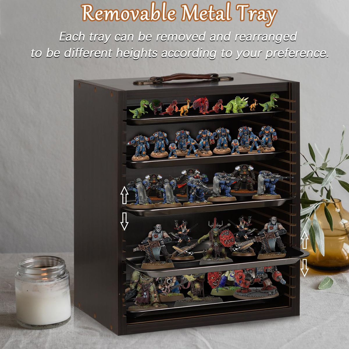 Cathyeen Miniature Display Case Display Cases for Collectibles Miniatures Storage Case Display Shelves Shelf for Collectibles for Mini Action Figures Valuable Collectibles or Crystal Stone (Black)