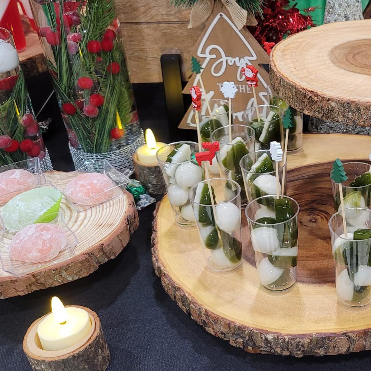 FUNSUEI 18 PCS Wooden Tea Light Candle Holders, Rustic Wood Votive Log Candle Holders, Rustic Wood Votive Candle Holder for Table Decoration, 3 Sizes