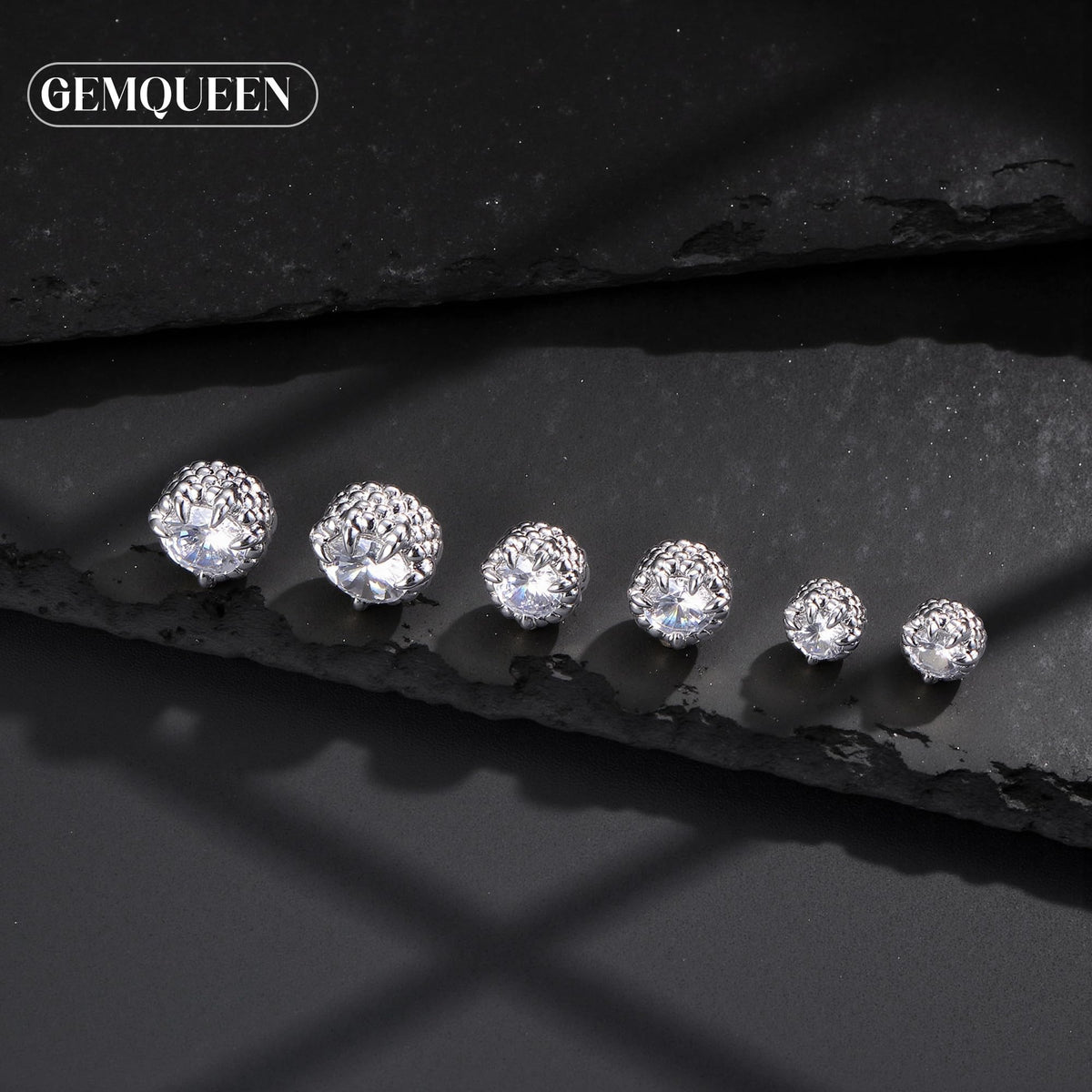 GEMQUEEN Magnetic Earrings for Men Women - 5A Shiny CZ Dragon Claw Punk Hypoallergenic Stainless Steel Non Piercing Clip on Fake Earrings Studs Silver 5MM Not Easy to Fall