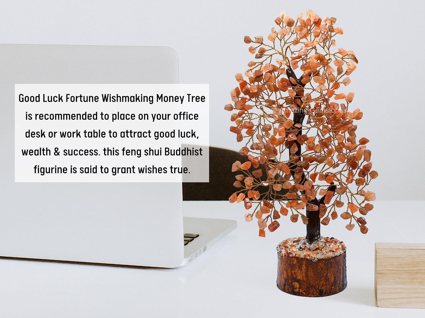 Peach Moonstone Natural Healing Premium Crystal Bonsai Feng Shui Fortune Money Tree of Life for Home Office Decor (Gift Box Ready,10-12 Inch)