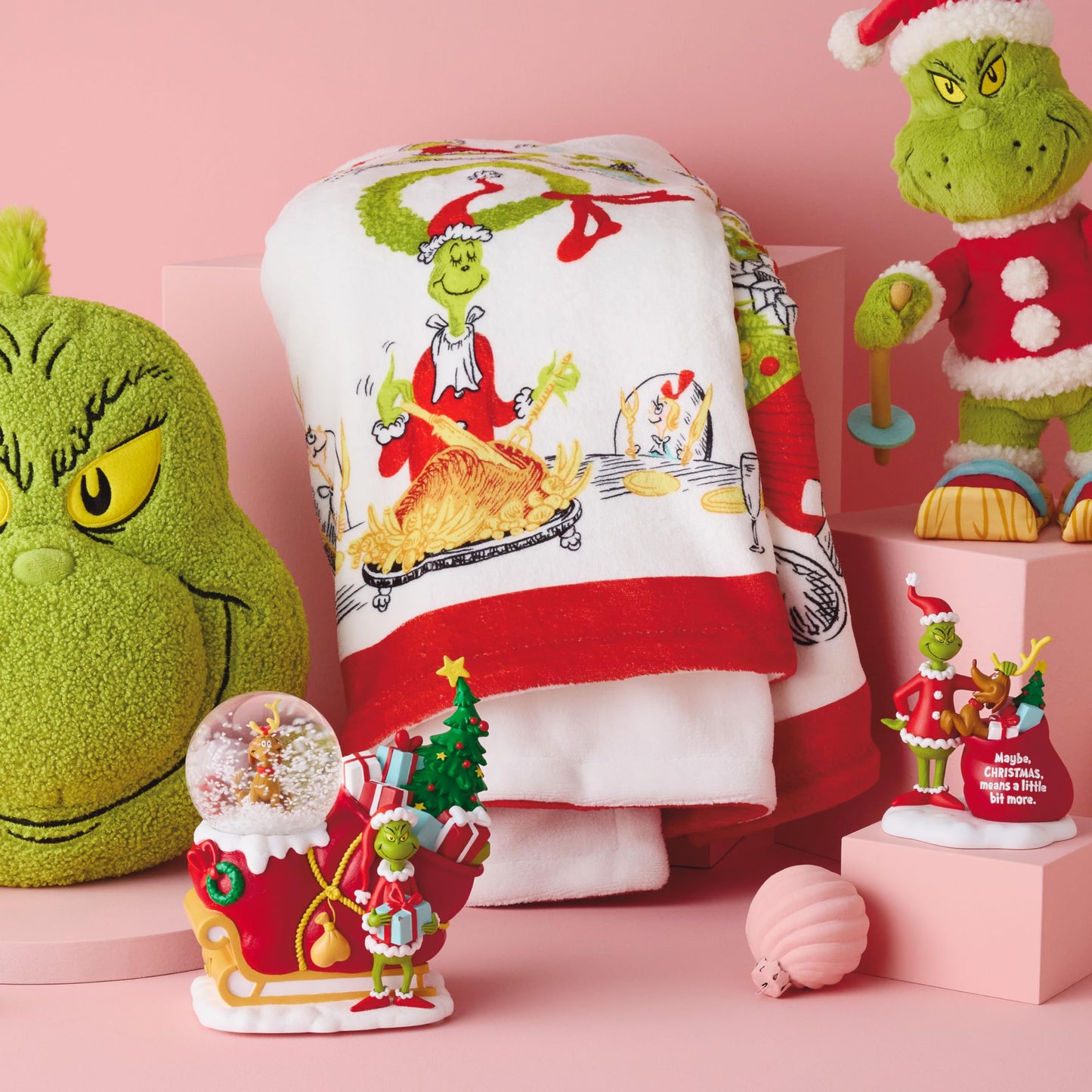 Hallmark Dr. Seuss's How The Grinch Stole Christmas! Throw Blanket (Storybook Scenes), 50x60