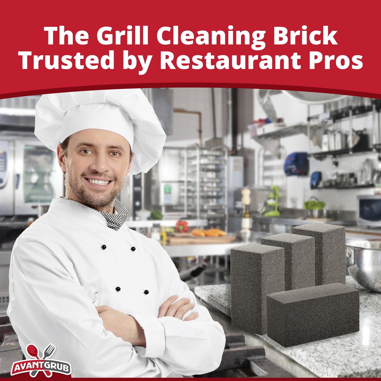 Heavy Duty Grill Cleaning Brick 1 Pack. Commercial Grade Pumice Stone Tool Cleans & Sanitizes Restaurant Flat Top Grills or Griddles. Remove Grease Stains and Dirt Without Harsh Chemicals or Abrasives