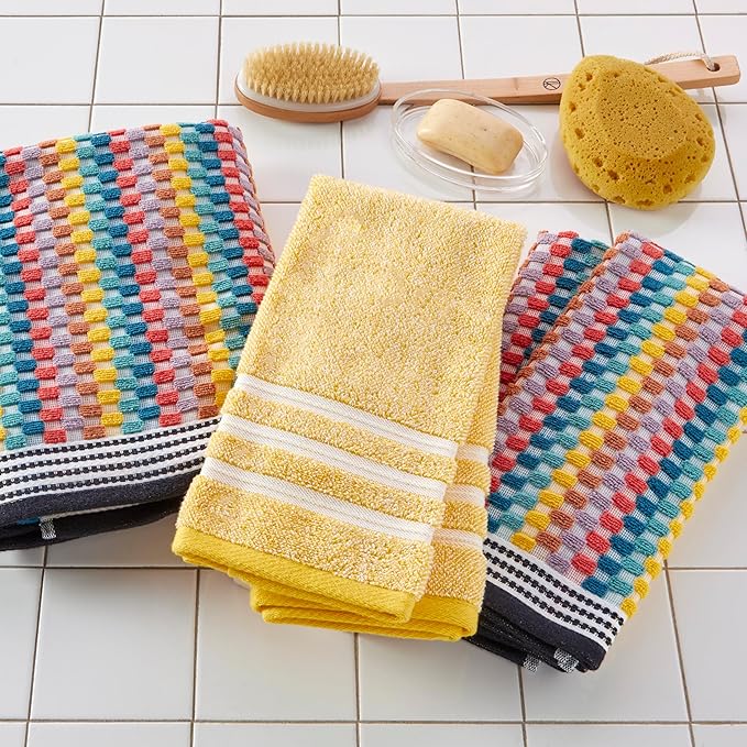 SKL Home Mid-Century 100% Cotton Premium 2-Piece Hand Towel Set, 450 GSM