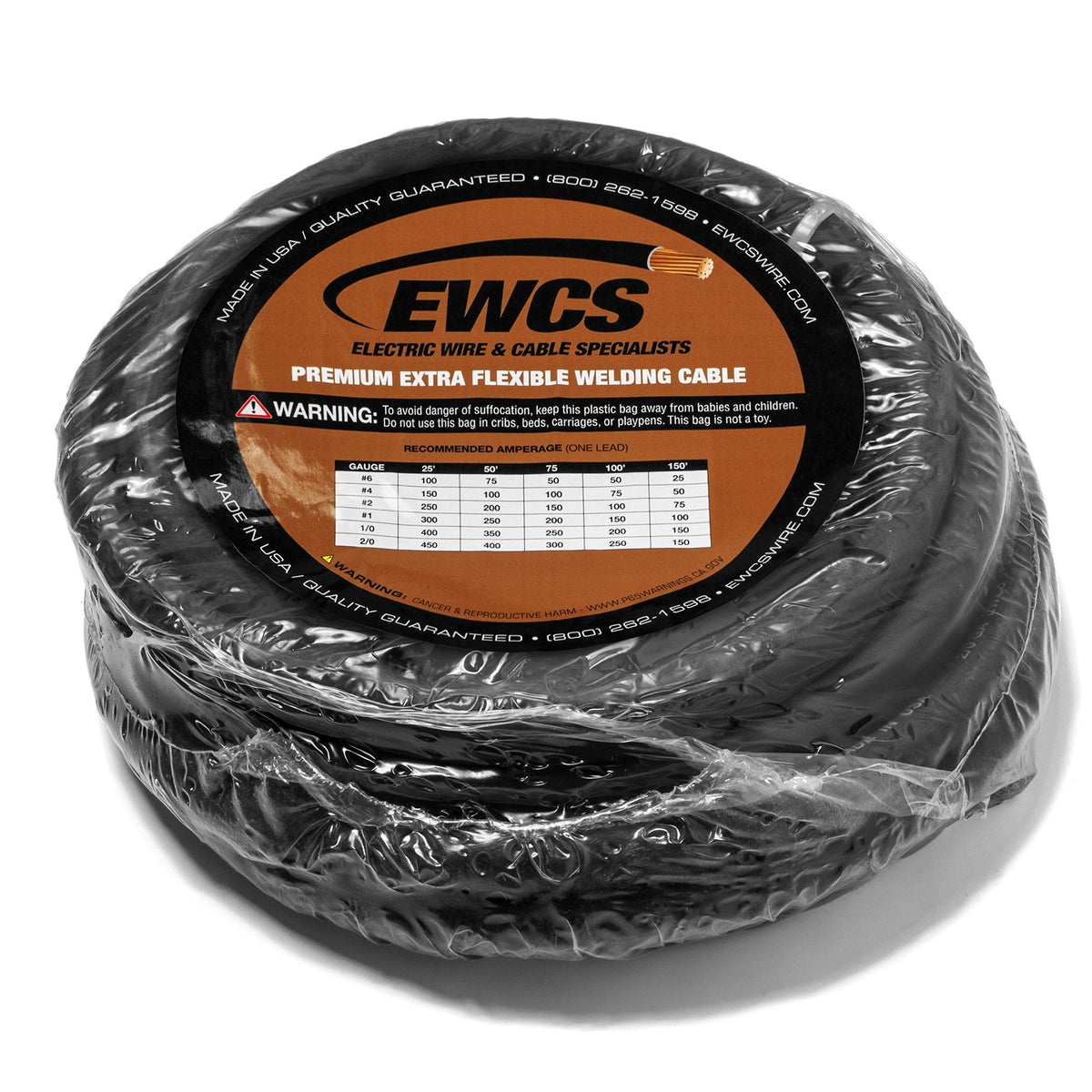 4/0 Gauge - 25 Feet Black - EWCS Brand 100% Copper Premium Industrial Grade Extra Flexible Welding Cable 600 Volt