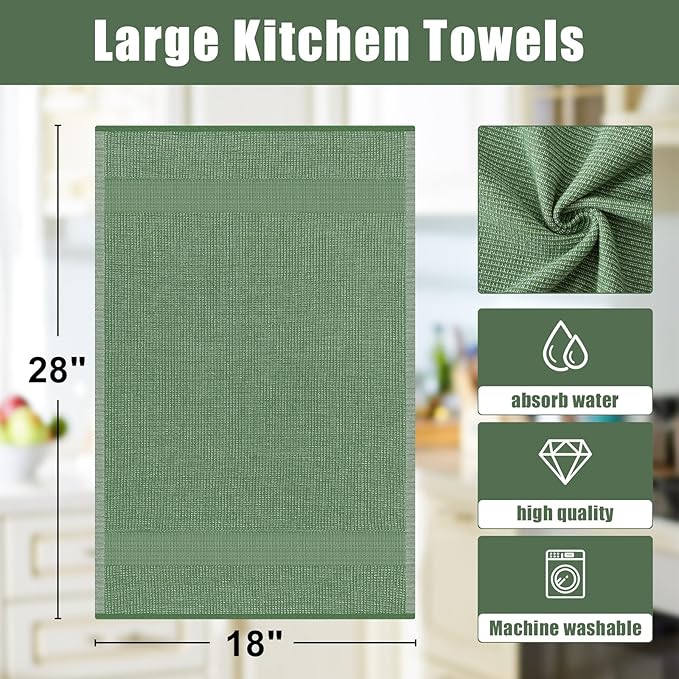 Homaxy Premium Kitchen Towels, Large Cotton Kitchen Hand Towels, Flat and Terry